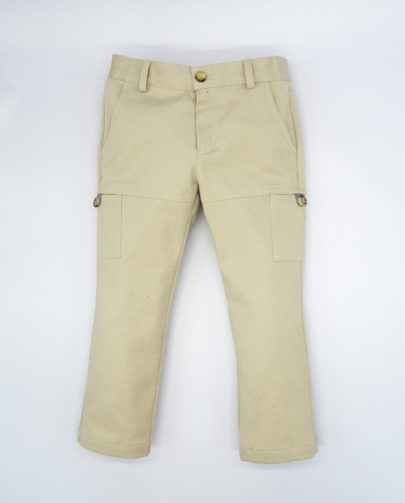 Pantalón Cargo Sarga Beige Fina Ejerique