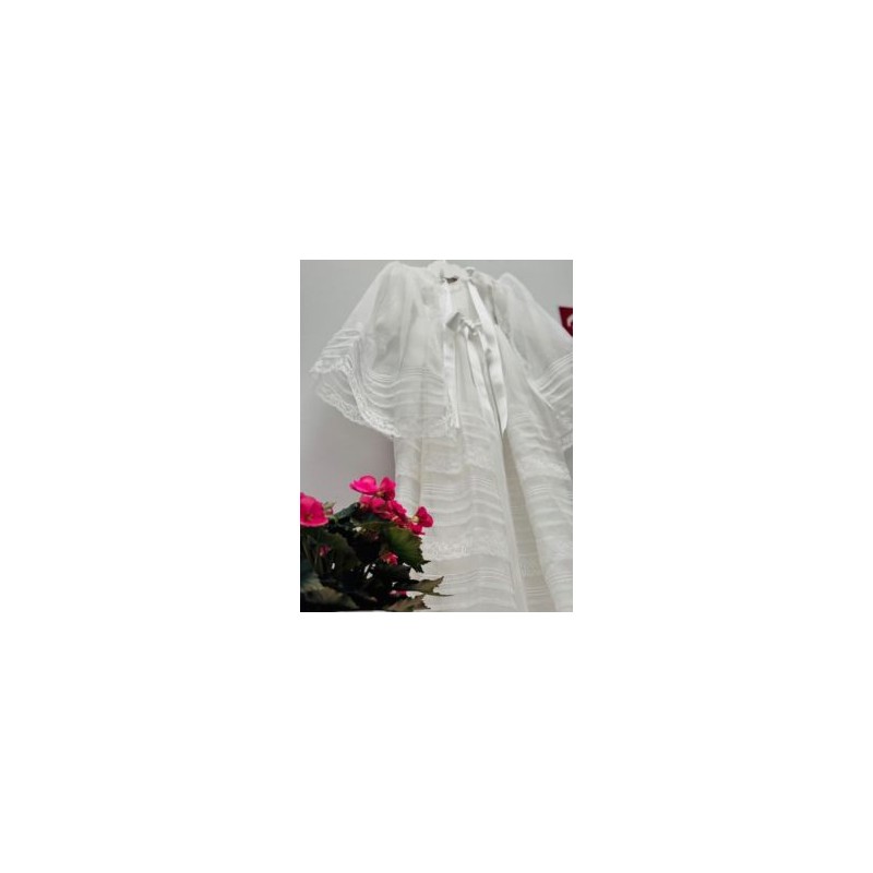 Faldón de Bautizo Blanco con Capota Creaciones Charo
