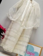 Faldón de Bautizo con Capota y Capa Beige Creaciones Charo