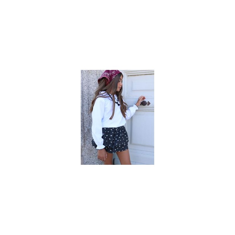 Falda Dos Volantes Mariposas Kids Chocolate