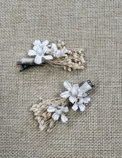 Pinzas para el pelo Flor Preservada  color Blanco Floritur