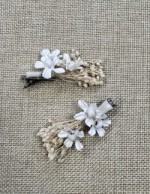 Pinzas para el pelo Flor Preservada  color Blanco Floritur