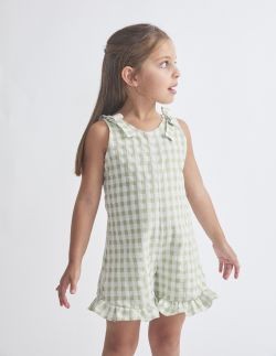 Mono Vichy Verde Niña Tartaleta