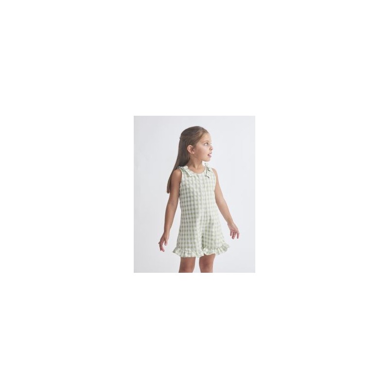 Mono Vichy Verde Niña Tartaleta