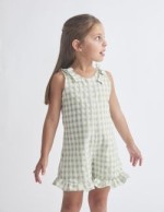 Mono Vichy Verde Niña Tartaleta
