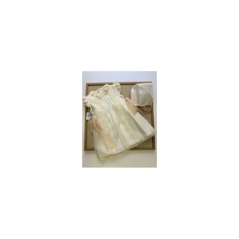 Mantilla Ceremonia Blanca y Beige Pirapa