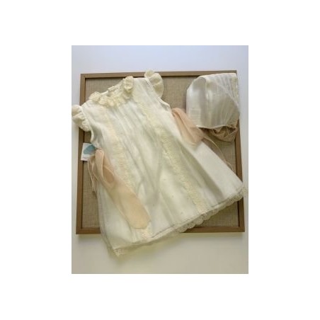 Mantilla Ceremonia Blanca y Beige Pirapa